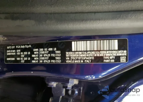 2016 Fiat 500X Easy from USA, damaged, VIN ZFBCFYBT2GP442915